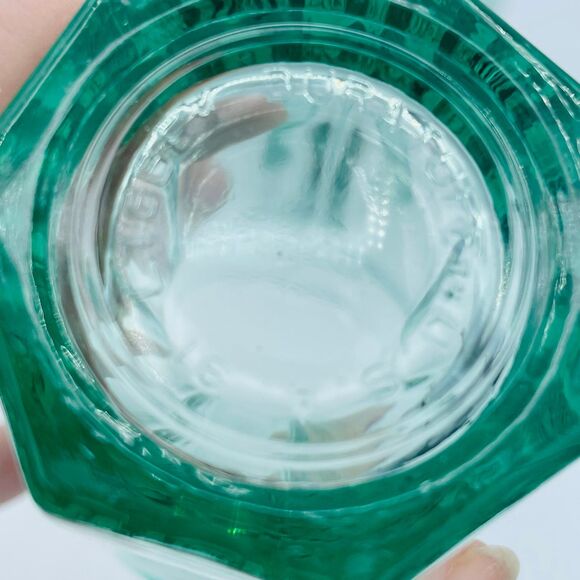 PAir of Green Glass LIBBEY 4.6" Heptagon Base Juice Glasses - Picture 8 of 8